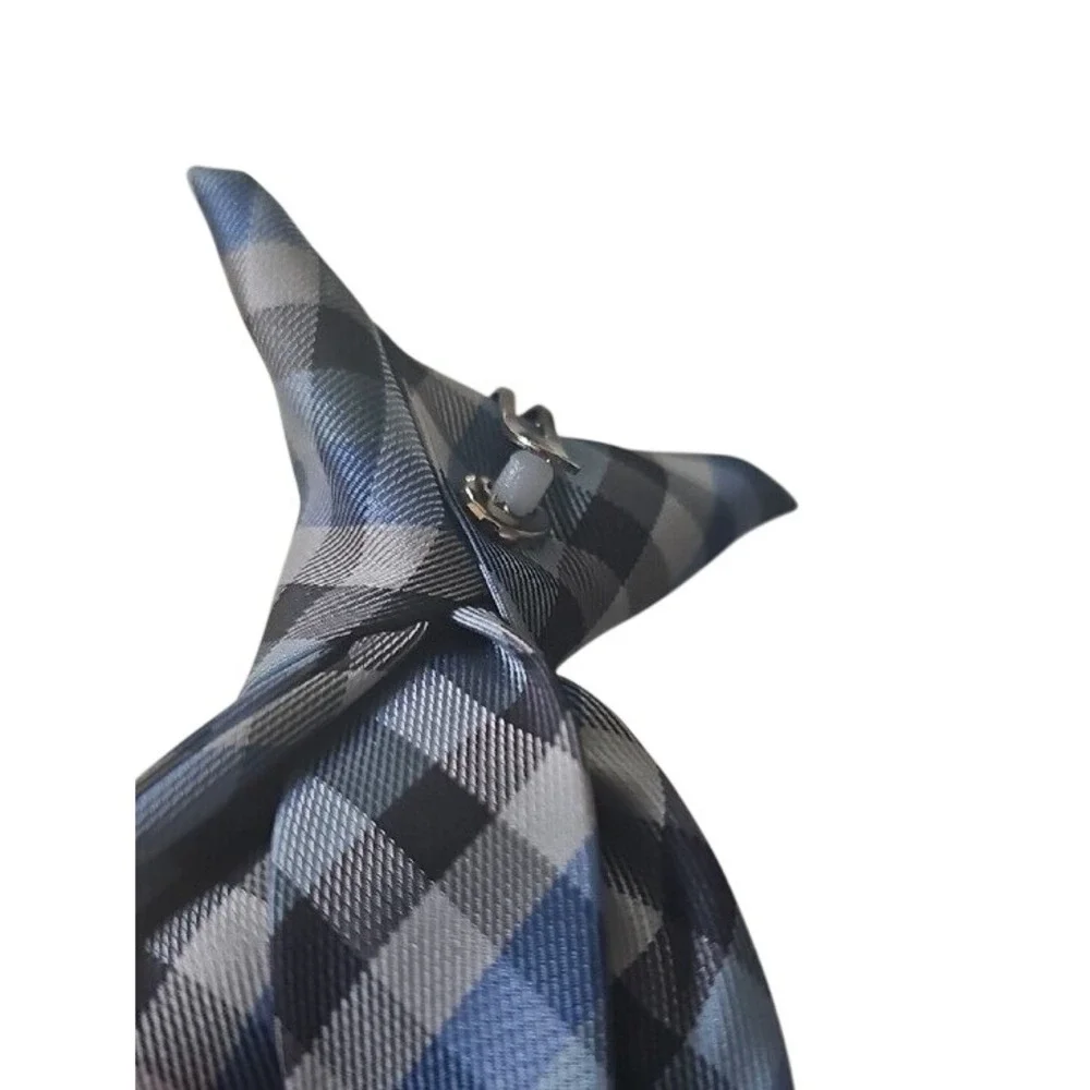 Will Logan Boys Blue Plaid Clip-On Necktie Formal School Uniform Accessory